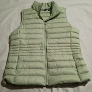 Lands' End DOWN PUFFER VEST Women's Medium 10-12 Moss Green Easy Care